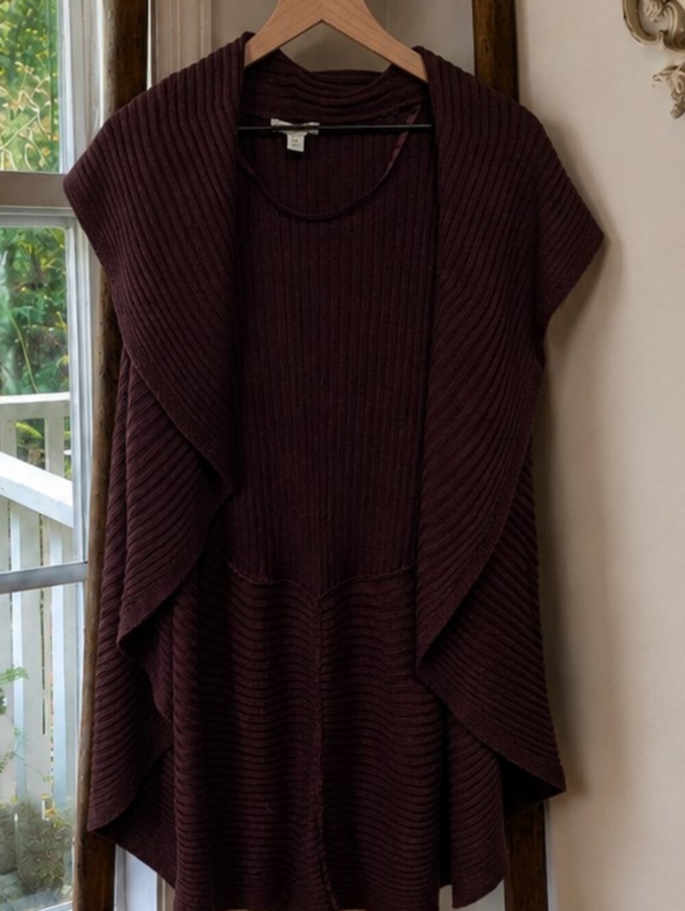 Long Sweater Cardigan in Deep Plum